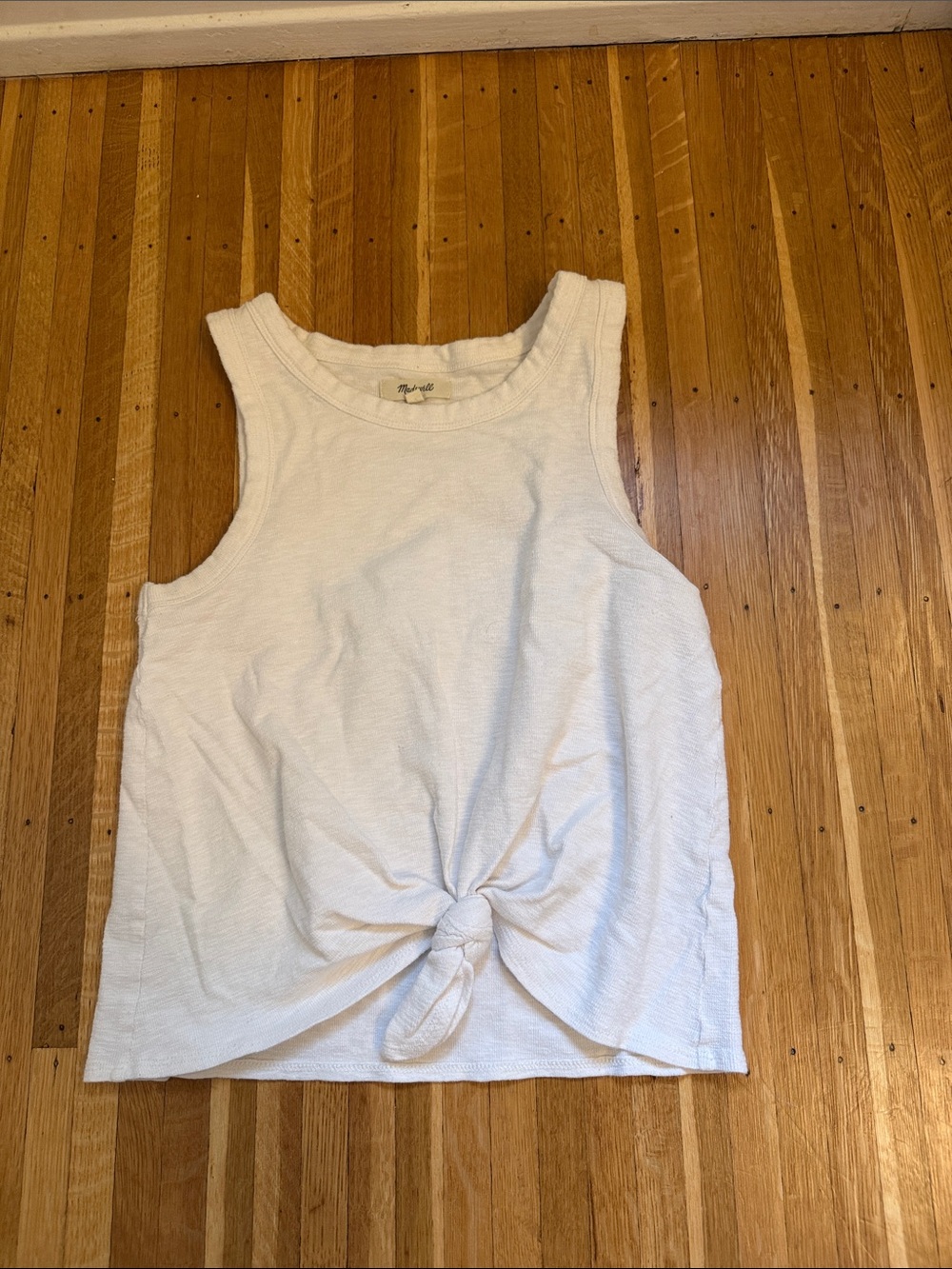 Madewell White Front-Tie Ribbed Tank